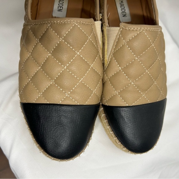 Steve Madden Palamo Quilted two tone Stitched Espadrille Natural Loafers Sz. 6.5 - Picture 4 of 15
